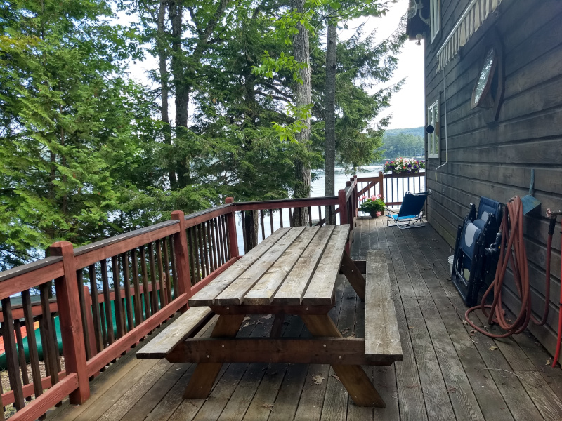 Picnic table on side deck